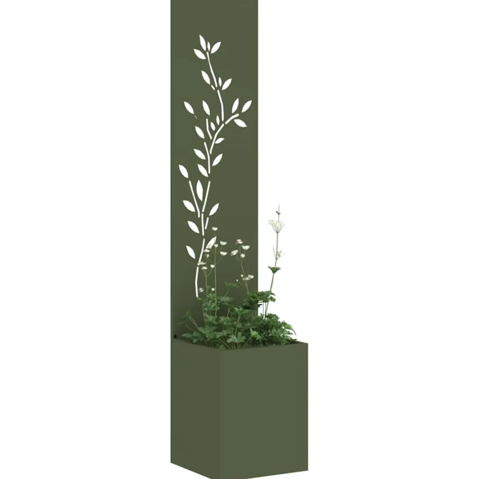 vidaXL Tuin Privacy Screen Bloemen Olijfgroen 32 x 32 x 150 cm