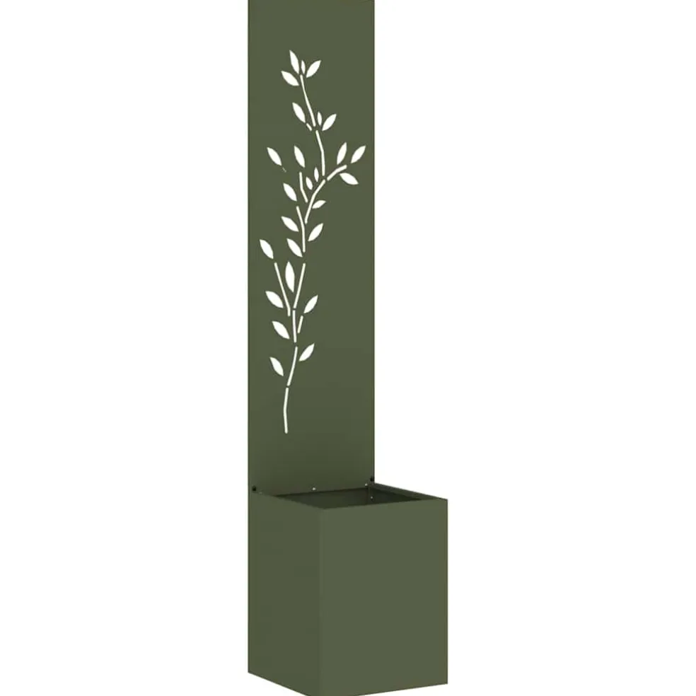 vidaXL Tuin Privacy Screen Bloemen Olijfgroen 32 x 32 x 150 cm