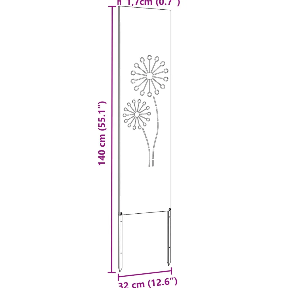 vidaXL Tuin Privacy Screen Fretwerk Roestig 32 x 140 cm weervast staal