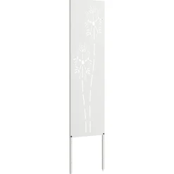 vidaXL Tuin Privacy Screen Fretwerk Wit 32 x 140 cm Koudgewalst staal