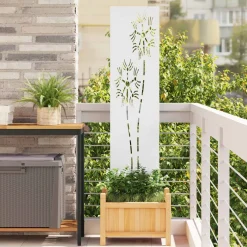 vidaXL Tuin Privacy Screen Fretwerk Wit 32 x 140 cm Koudgewalst staal