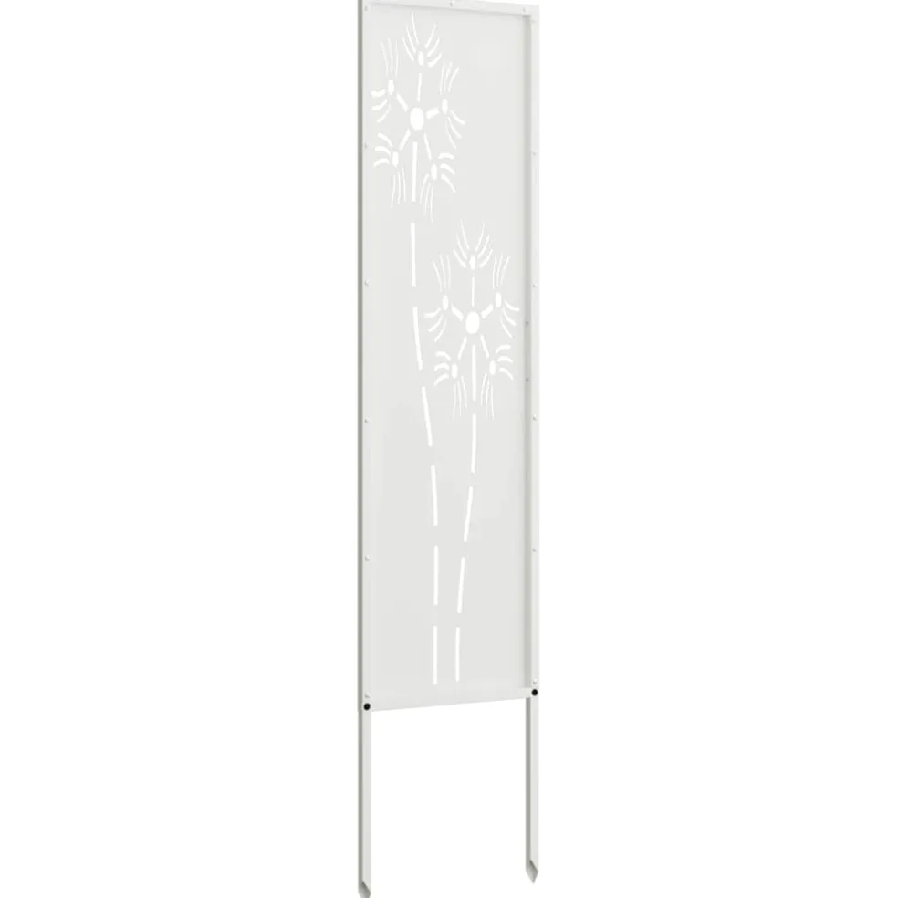 vidaXL Tuin Privacy Screen Fretwerk Wit 32 x 140 cm Koudgewalst staal