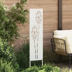 vidaXL Tuin Privacy Screen Fretwerk Wit 32 x 140 cm Koudgewalst staal