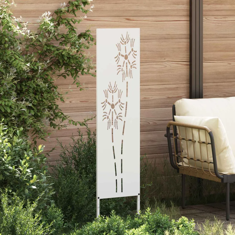 vidaXL Tuin Privacy Screen Fretwerk Wit 32 x 140 cm Koudgewalst staal