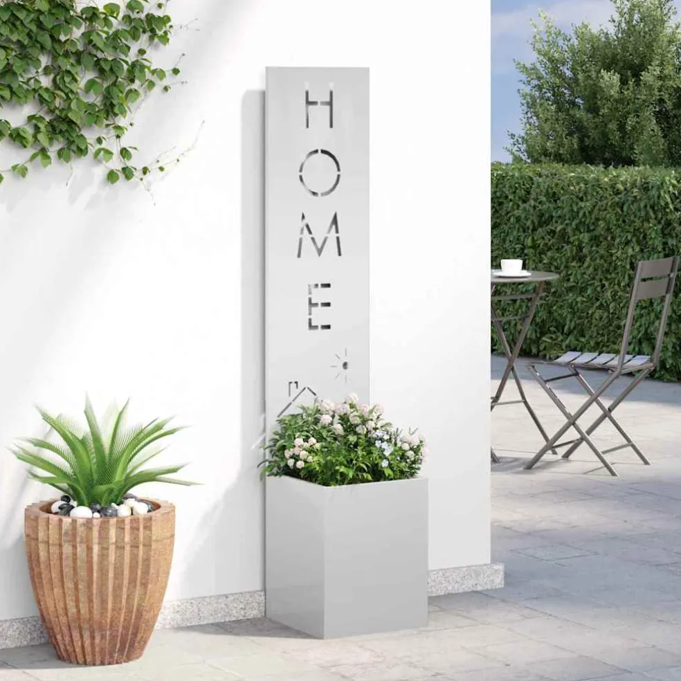 vidaXL Tuin Privacy Screen Fretwerk Wit 32 x 140 cm Koudgewalst staal