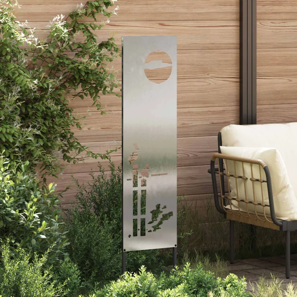 vidaXL Tuin Privacy Screen Fretwerk Zilver 32 x 140 cm Roestvrij staal