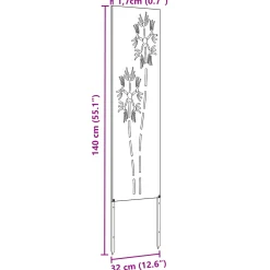 vidaXL Tuin Privacy Screen Fretwerk Zilver 32 x 140 cm Roestvrij staal