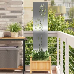 vidaXL Tuin Privacy Screen Fretwerk Zilver 32 x 140 cm Roestvrij staal