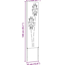 vidaXL Tuin Privacy Screen Fretwerk Zilver 32 x 140 cm Roestvrij staal