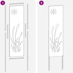 vidaXL Tuin Privacy Screen Fretwerk Wit 32 x 140 cm Koudgewalst staal
