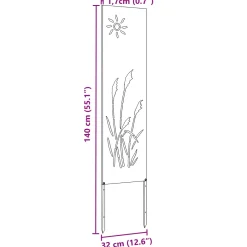 vidaXL Tuin Privacy Screen Fretwerk Wit 32 x 140 cm Koudgewalst staal