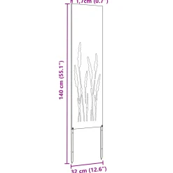 vidaXL Tuin Privacy Screen Fretwerk Wit 32 x 140 cm Koudgewalst staal