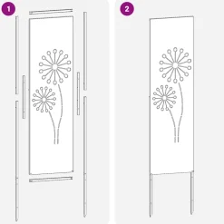 vidaXL Tuin Privacy Screen Fretwerk Wit 32 x 140 cm Koudgewalst staal