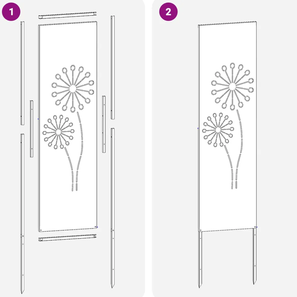 vidaXL Tuin Privacy Screen Fretwerk Wit 32 x 140 cm Koudgewalst staal
