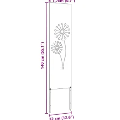 vidaXL Tuin Privacy Screen Fretwerk Wit 32 x 140 cm Koudgewalst staal