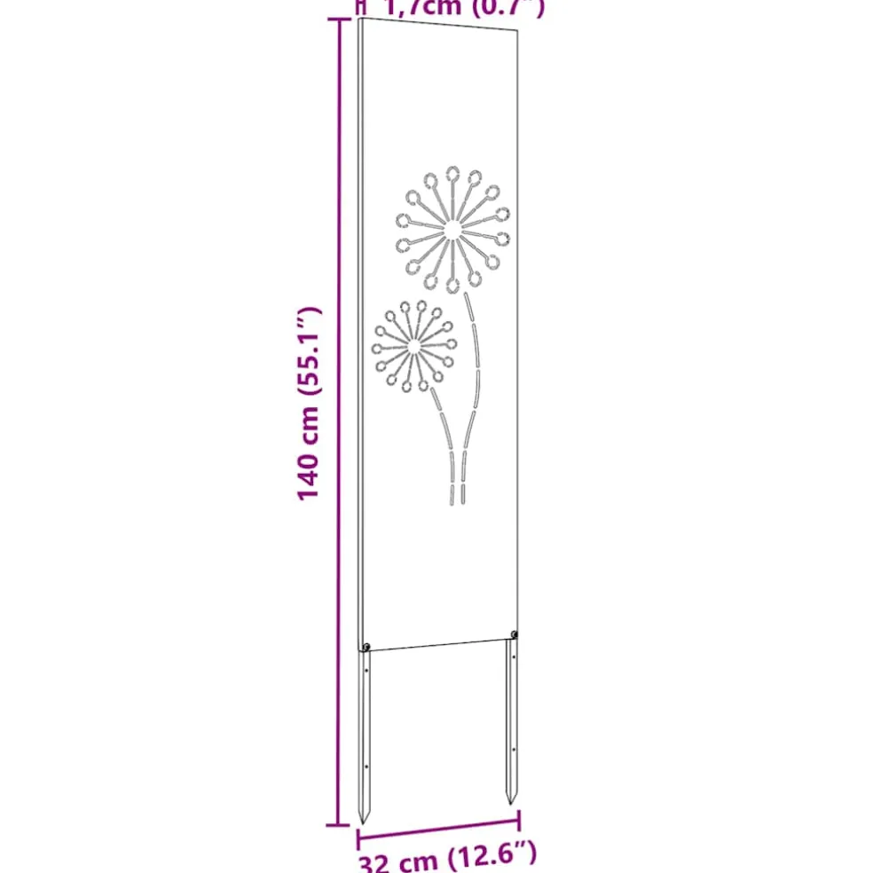 vidaXL Tuin Privacy Screen Fretwerk Wit 32 x 140 cm Koudgewalst staal