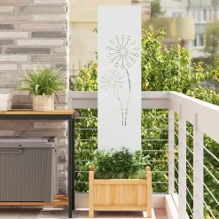 vidaXL Tuin Privacy Screen Fretwerk Wit 32 x 140 cm Koudgewalst staal