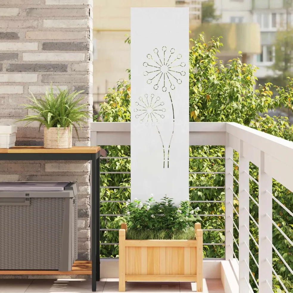 vidaXL Tuin Privacy Screen Fretwerk Wit 32 x 140 cm Koudgewalst staal