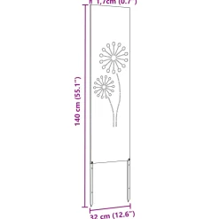 vidaXL Tuin Privacy Screen Fretwerk Wit 32 x 140 cm Koudgewalst staal