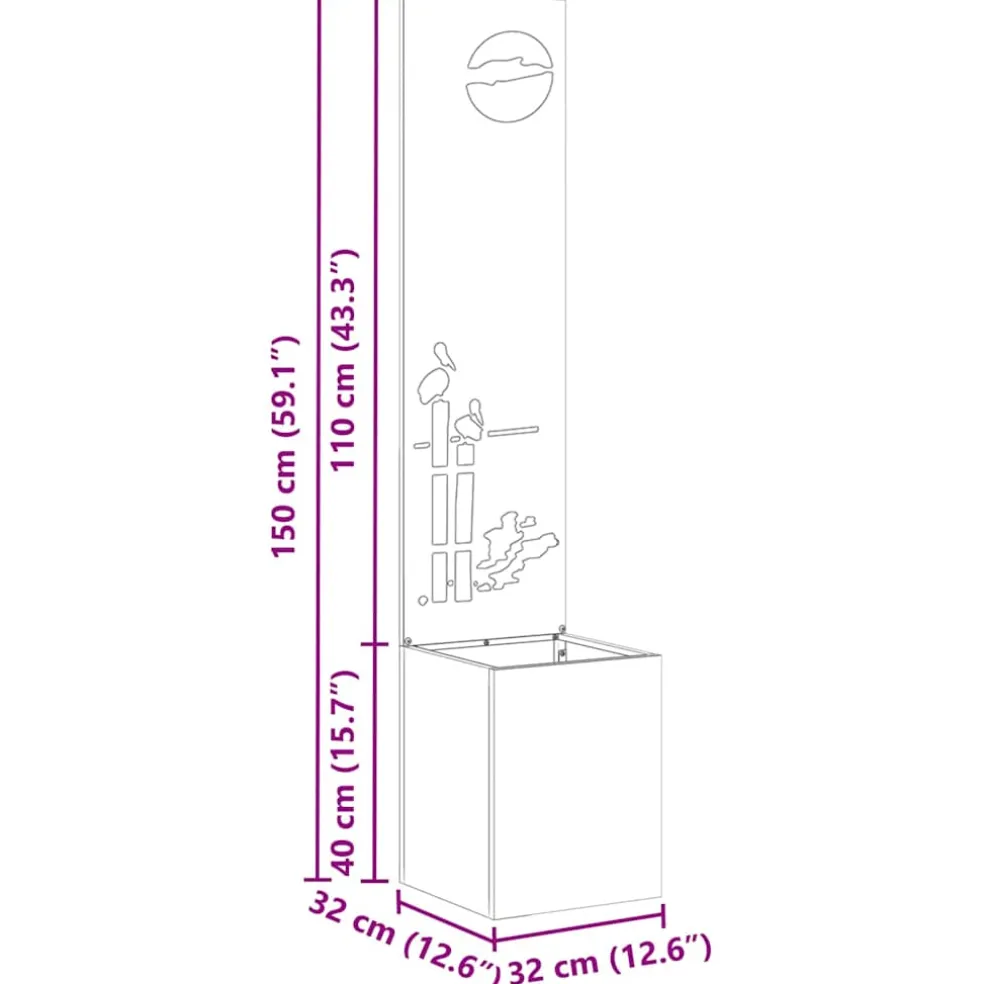 vidaXL Tuin Privacy Screen Fretwerk Antraciet 32 x 32 x 150 cm