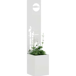 vidaXL Tuin Privacy Screen Wit 32 x 32 x 150 cm Koudgewalst staal