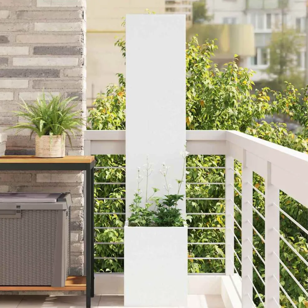 vidaXL Tuin Privacy Screen Wit 32 x 32 x 150 cm Koudgewalst staal
