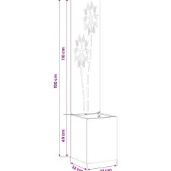 vidaXL Tuin Privacy Screen Wit 32 x 32 x 150 cm Koudgewalst staal