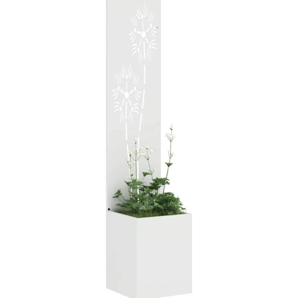 vidaXL Tuin Privacy Screen Wit 32 x 32 x 150 cm Koudgewalst staal
