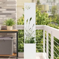 vidaXL Tuin Privacy Screen Wit 32 x 32 x 150 cm Koudgewalst staal