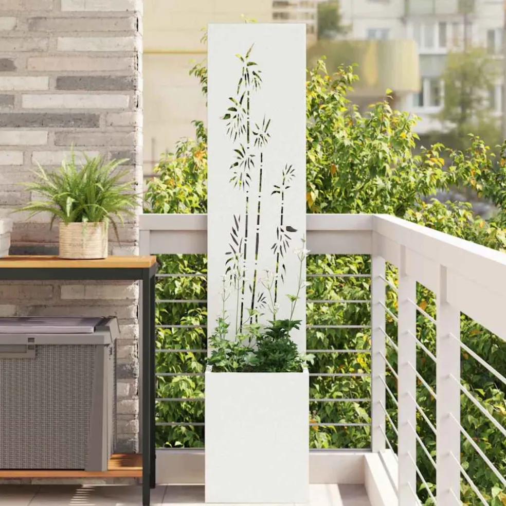 vidaXL Tuin Privacy Screen Wit 32 x 32 x 150 cm Koudgewalst staal