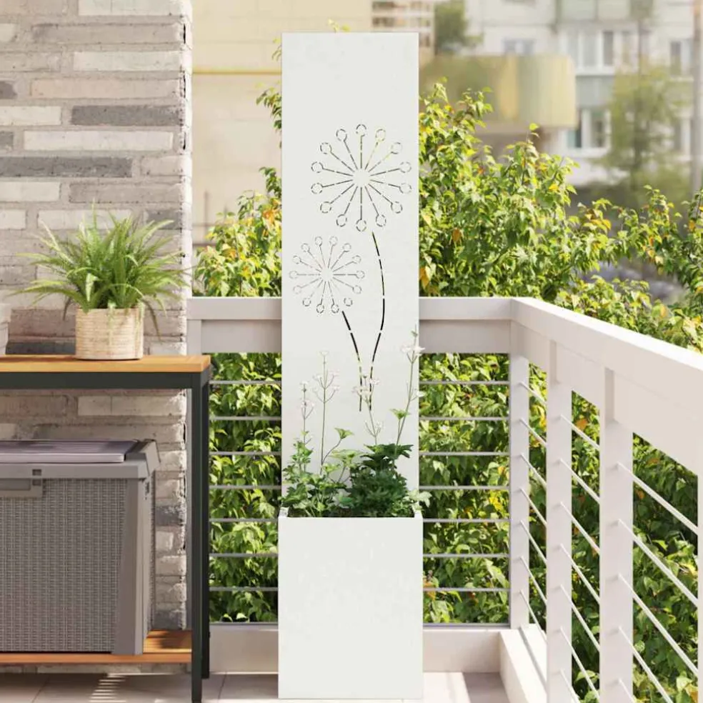 vidaXL Tuin Privacy Screen Wit 32 x 32 x 150 cm Koudgewalst staal