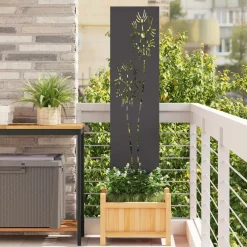 vidaXL Tuin Privacy Screen Zwart 32 x 140 cm Koudgewalst staal