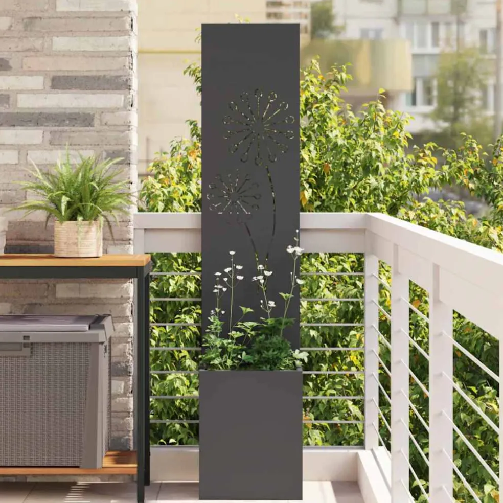 vidaXL Tuin Privacy Screen Zwart 32 x 32 x 150 cm Koudgewalst staal