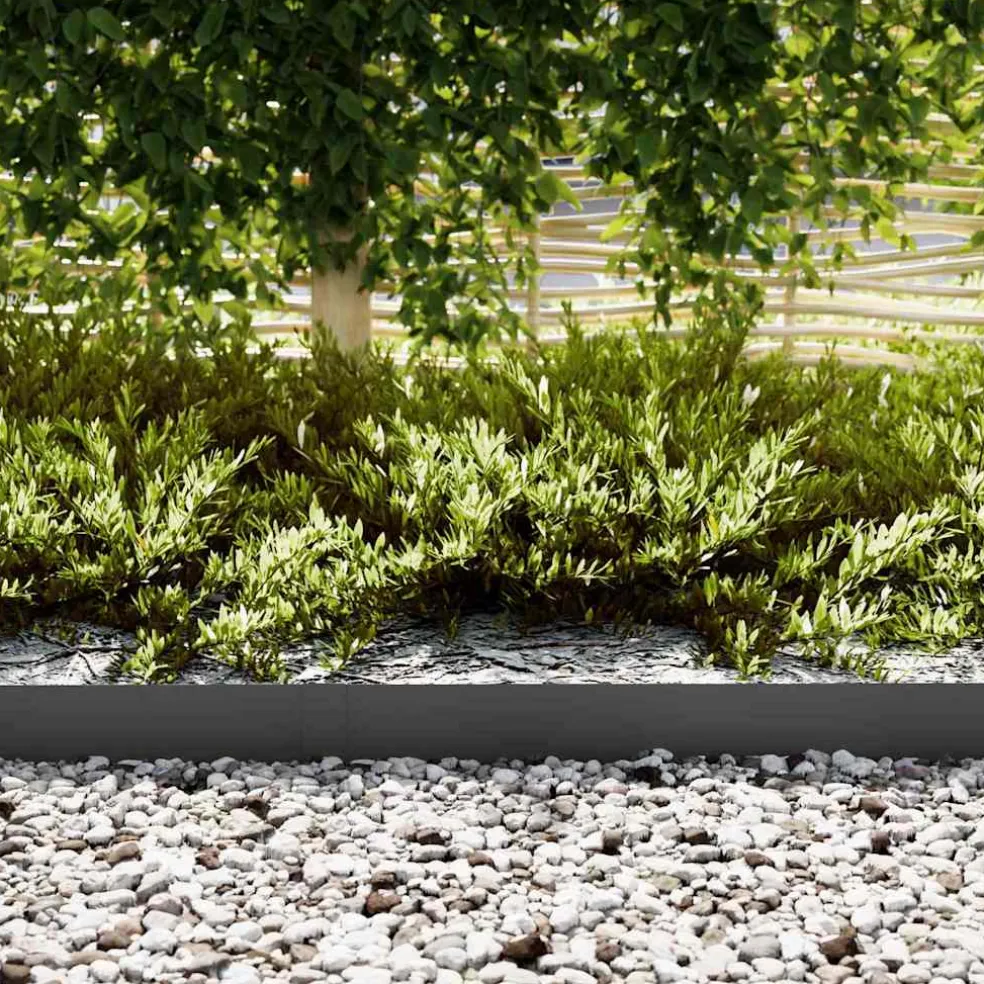 vidaXL Tuinrand 10 st 100 x 0,05 x 15 cm Koudgewalst staal Zwart