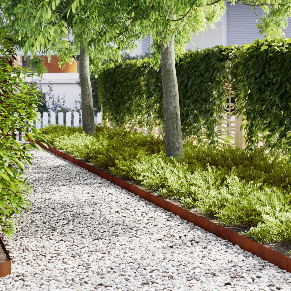 vidaXL Tuinrand 10 st 100 x 0,05 x 15 cm Roestig