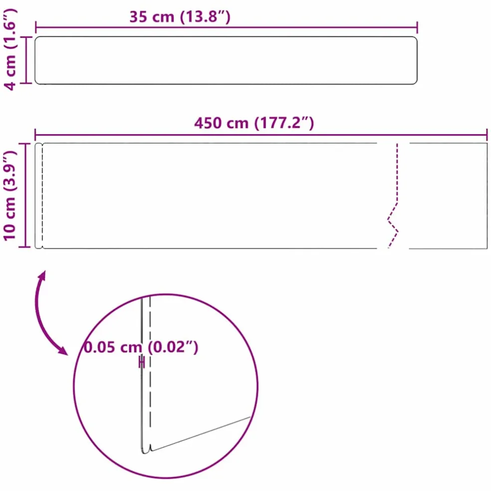 vidaXL Tuinrand 450 x 10 cm Roestvrij staal Zilver