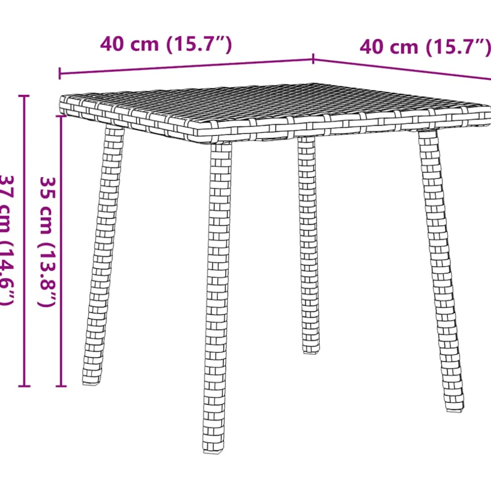 vidaXL Tuin salontafel rechthoekig 40x40x37 cm poly rattan beige