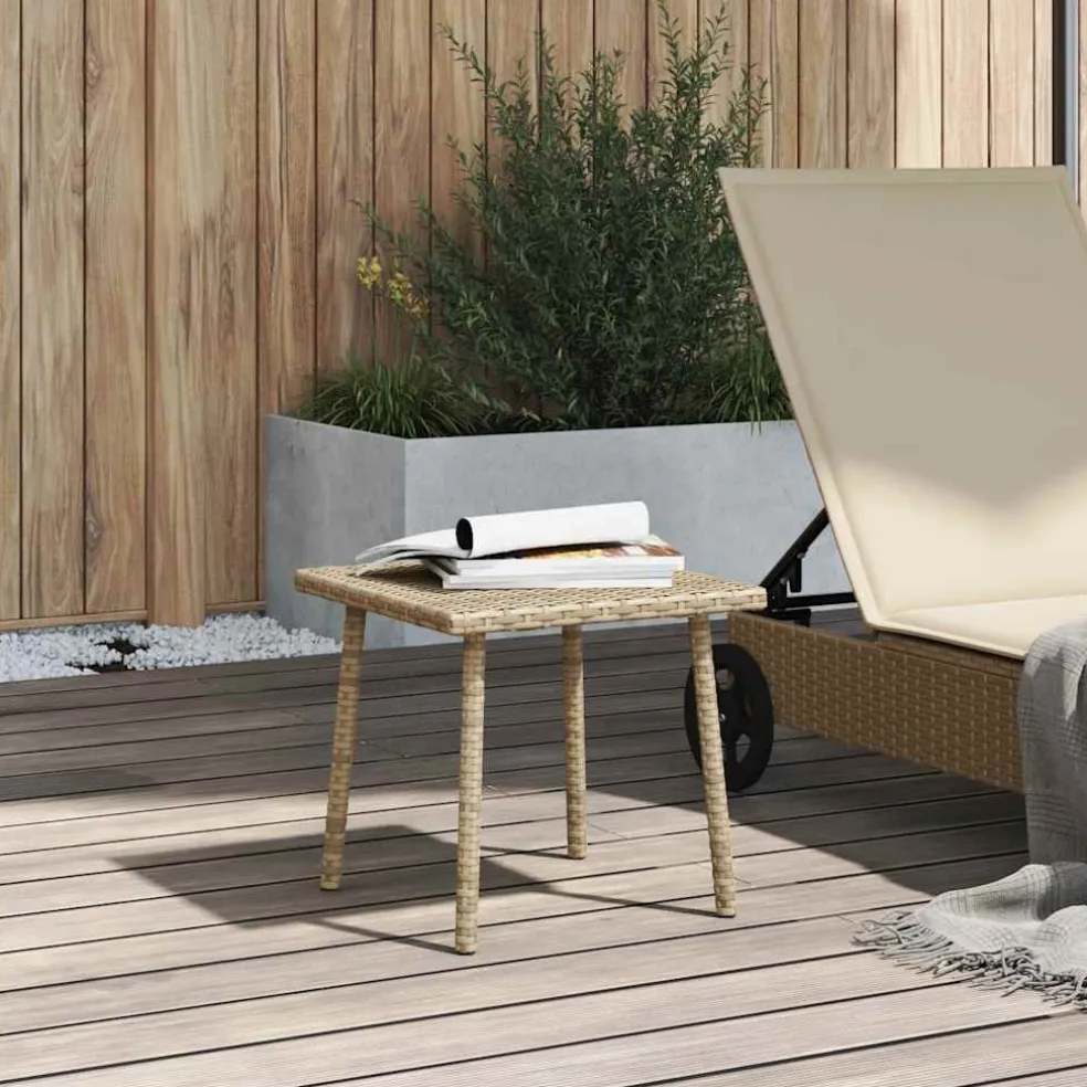 vidaXL Tuin salontafel rechthoekig 40x40x37 cm poly rattan beige