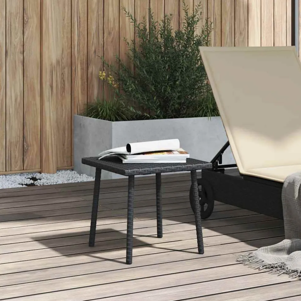 vidaXL Tuin salontafel rechthoekig 40x40x37 cm poly rattan zwart