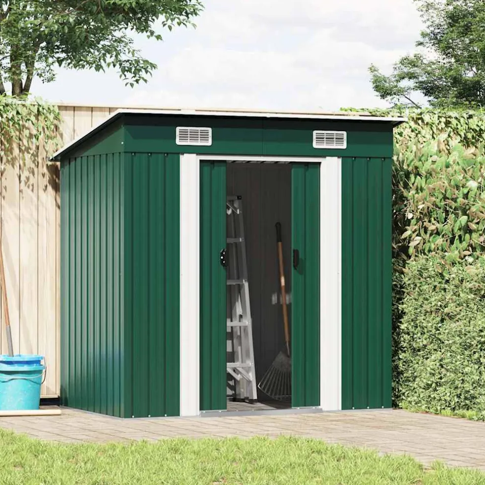 vidaXL Tuinschuur metaal groen