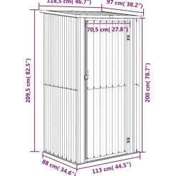 vidaXL Tuinschuur 118,5x97x209,5 cm gegalvaniseerd staal antraciet