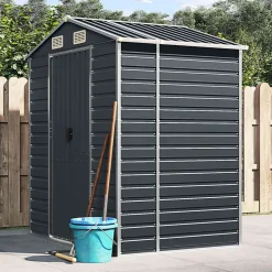 vidaXL Tuinschuur 191x130x198 cm gegalvaniseerd staal antracietkleurig