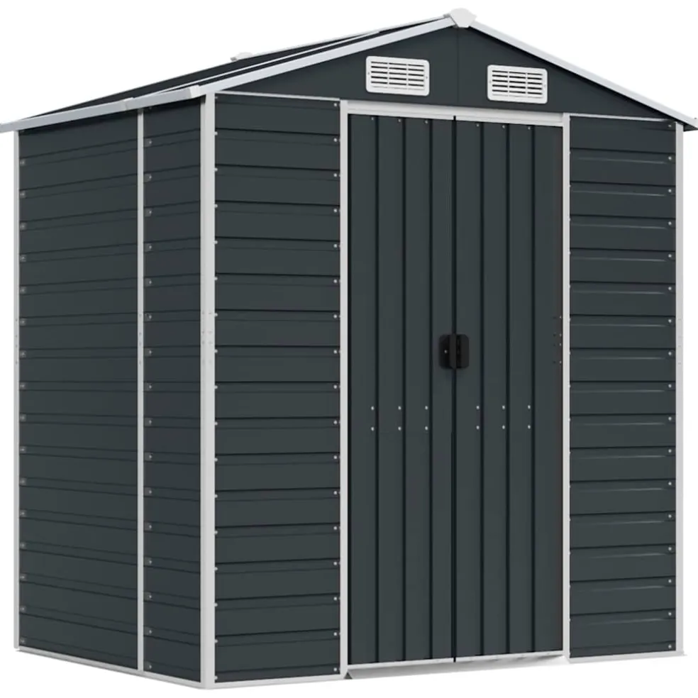 vidaXL Tuinschuur 191x130x198 cm gegalvaniseerd staal antracietkleurig