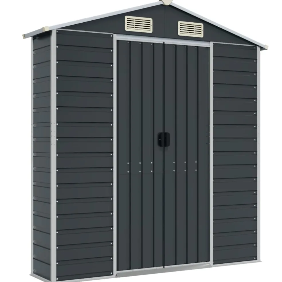vidaXL Tuinschuur 191x130x198 cm gegalvaniseerd staal antracietkleurig