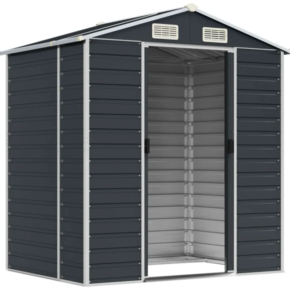 vidaXL Tuinschuur 191x130x198 cm gegalvaniseerd staal antracietkleurig
