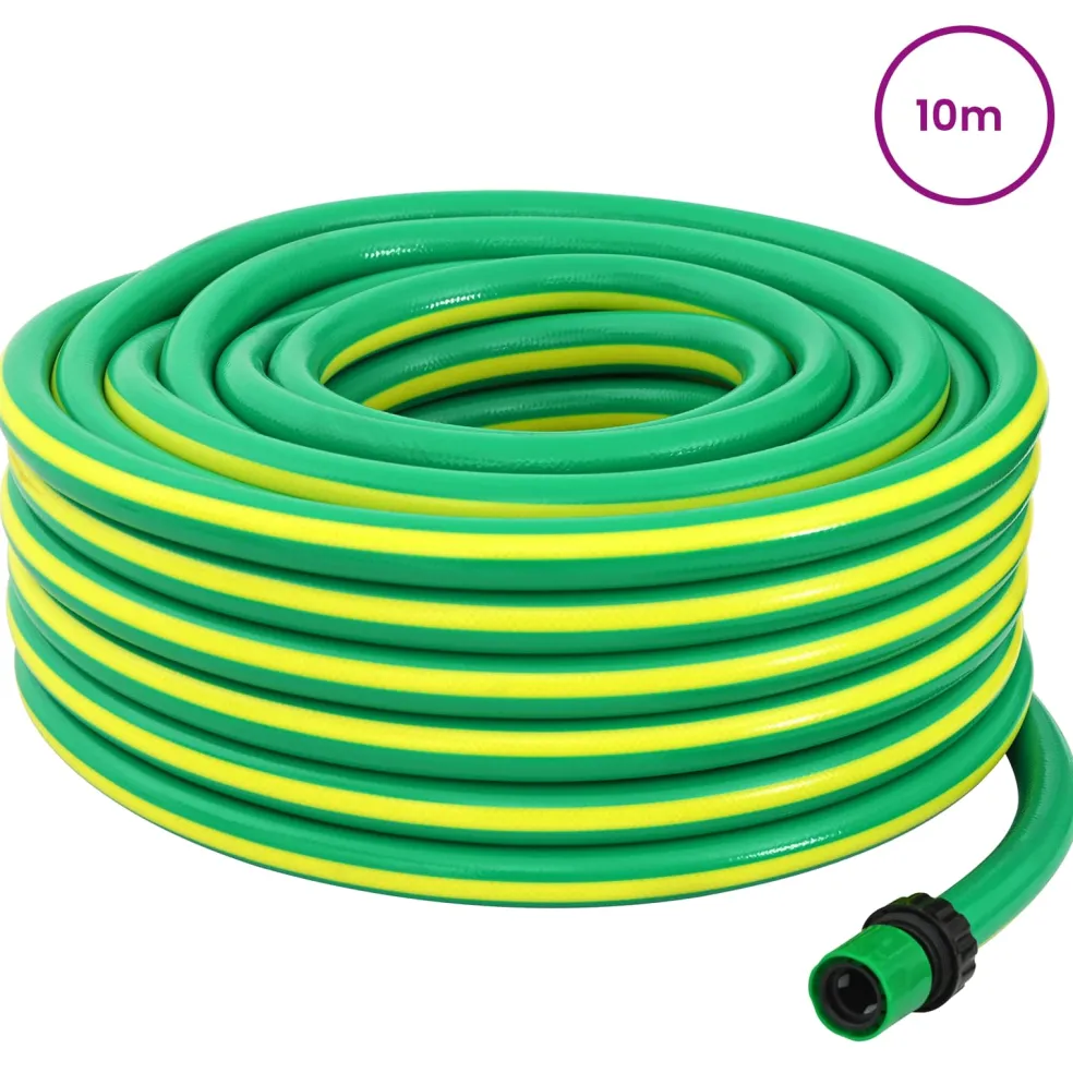 vidaXL Tuinslang 5-Lags Groen en Geel 1/2'' 10 m PVC