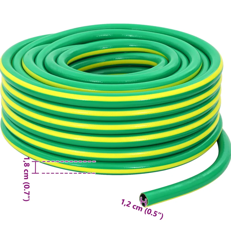 vidaXL Tuinslang 5-Lags Groen en Geel 1/2'' 10 m PVC