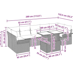 vidaXL Tuin Sofa Set 8 st Grijs poly rattan