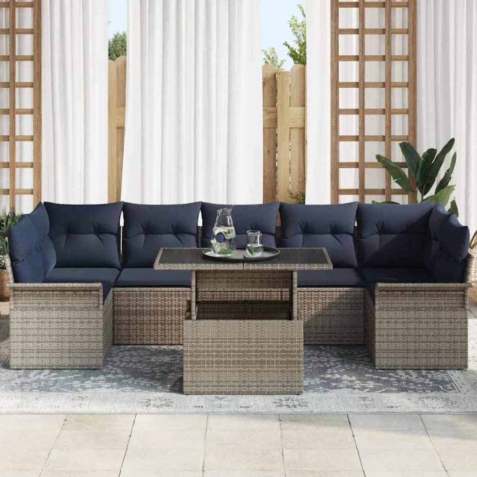 vidaXL Tuin Sofa Set 8 st Grijs poly rattan