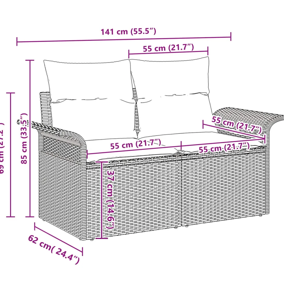 vidaXL Tuin Sofa Set 8 st Grijs poly rattan